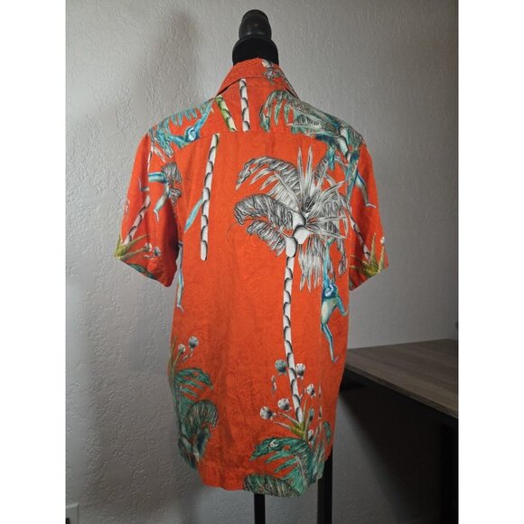 Womens Robert Graham Button Down Shirt Monkey Palms SS Silk Medium - Picture 3 of 7